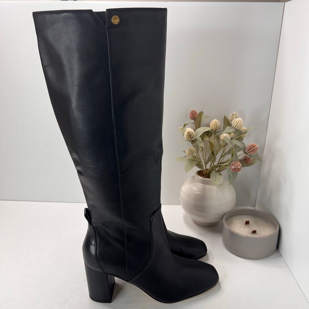 Cole Haan Chystie Leather Knee High Boot Side Zip Black W26460 Women 8B Tried On